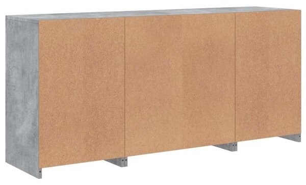 VidaXL LED-es Tálalószekrény - Betonszürke - 142,5cm
