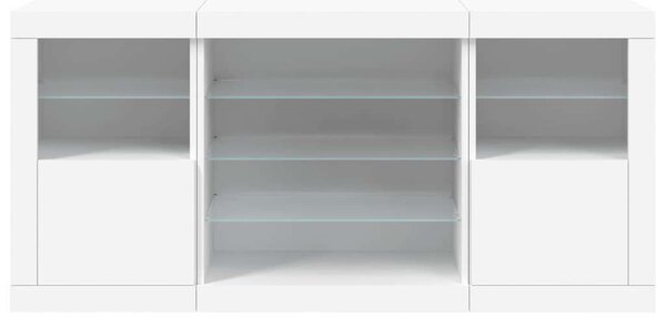 VidaXL LED-es Tálalószekrény - Fehér - 142,5cm