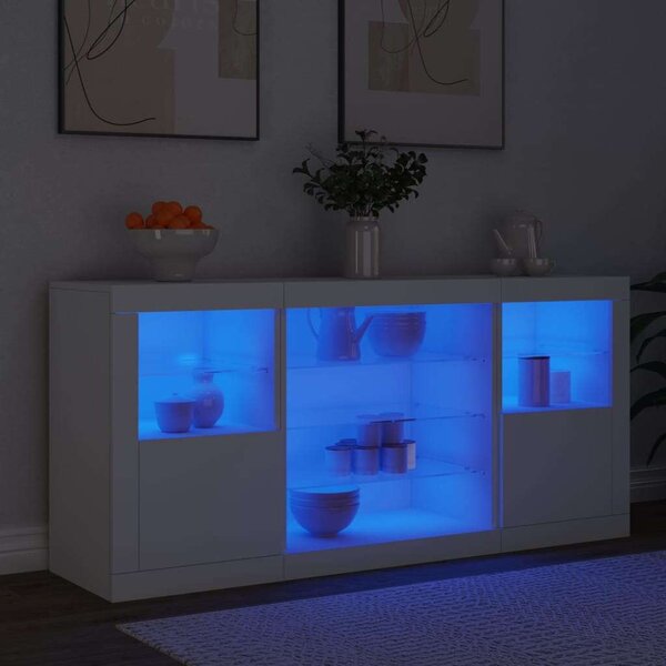 VidaXL LED-es Tálalószekrény - Fehér - 142,5cm