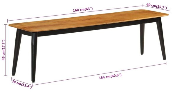 VidaXL Mangófa Pad - Fekete Vaslábak - 160cm