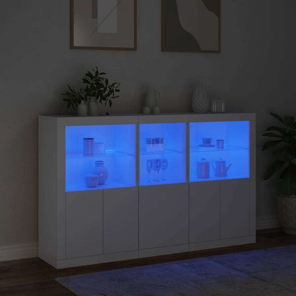 VidaXL LED-es Tálalószekrény - Fehér - 162x37x100 cm