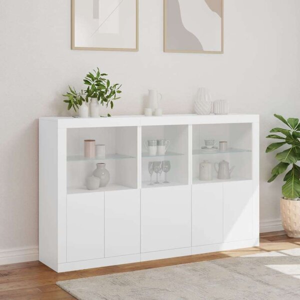VidaXL LED-es Tálalószekrény - Fehér - 162x37x100 cm