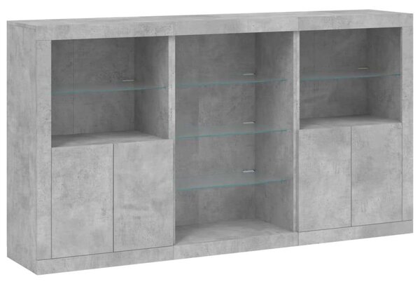 VidaXL LED-es Tálalószekrény - Betonszürke - 181,5x37x100 cm