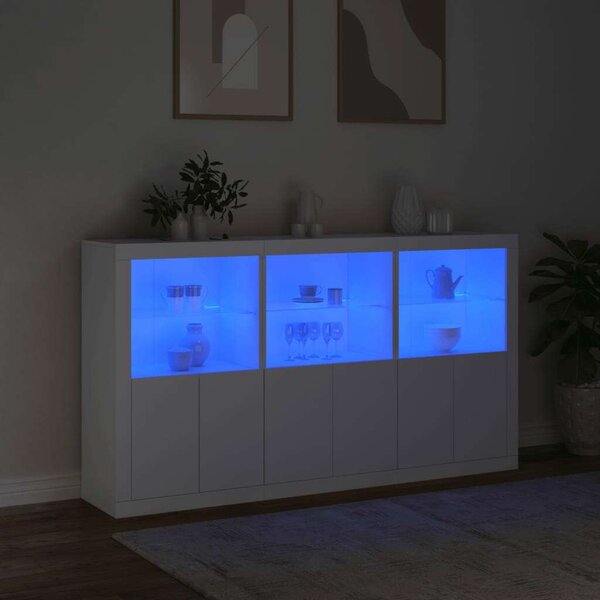 VidaXL LED-es Tálalószekrény - Fehér - 181,5x37x100 cm