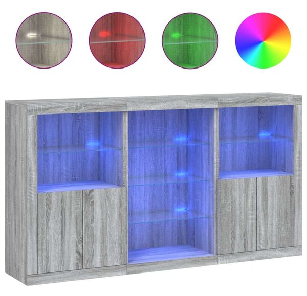 VidaXL LED-es Tálalószekrény - Szürke Sonoma - 181,5cm
