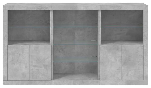 VidaXL LED-es Tálalószekrény - Betonszürke - 181,5x37x100 cm