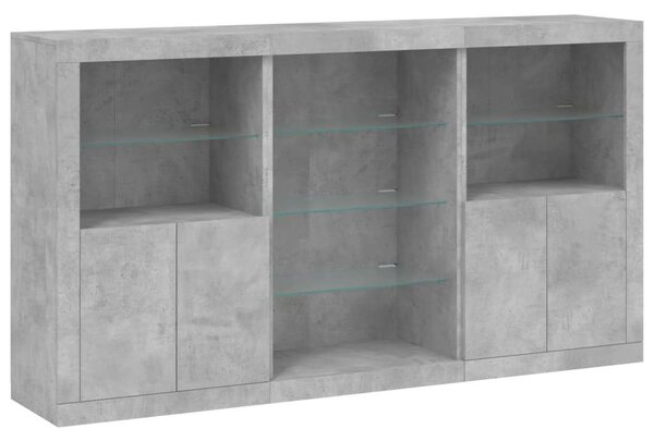 VidaXL LED-es Tálalószekrény - Betonszürke - 181,5x37x100 cm