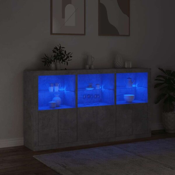 VidaXL LED-es Tálalószekrény - Betonszürke - 181,5cm