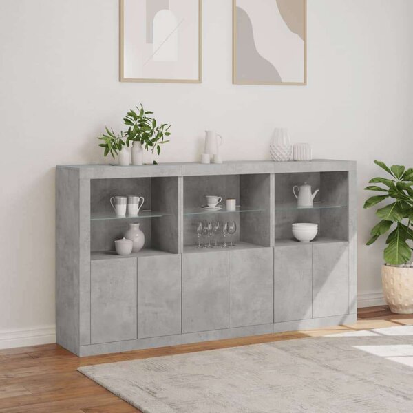 VidaXL LED-es Tálalószekrény - Betonszürke - 181,5cm