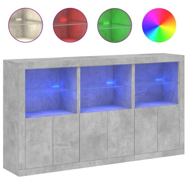 VidaXL LED-es Tálalószekrény - Betonszürke - 181,5cm