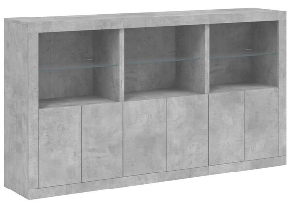 VidaXL LED-es Tálalószekrény - Betonszürke - 181,5cm