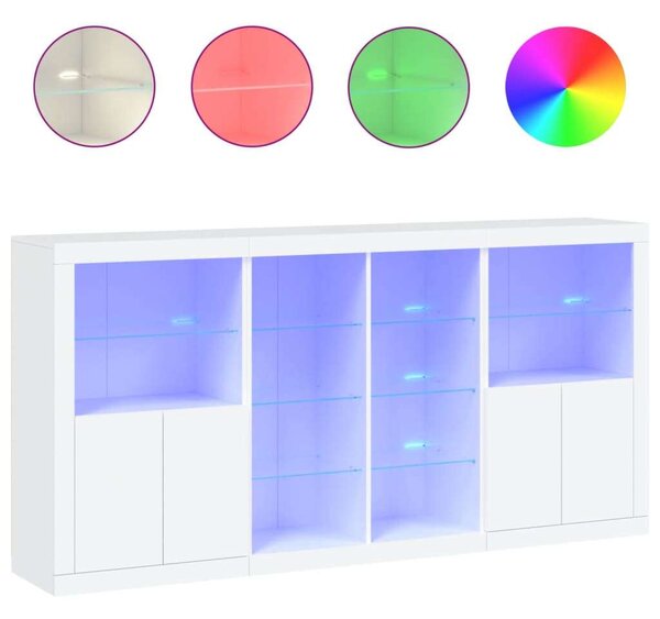 VidaXL LED-es Tálalószekrény - Fehér - 202x37x100 cm