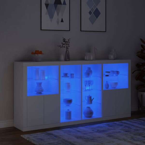 VidaXL LED-es Tálalószekrény - Fehér - 202x37x100 cm