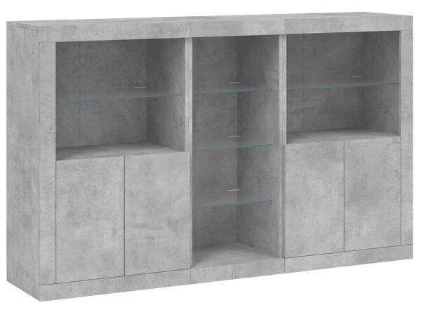 VidaXL LED-es Tálalószekrény - Betonszürke - 162x37x100 cm