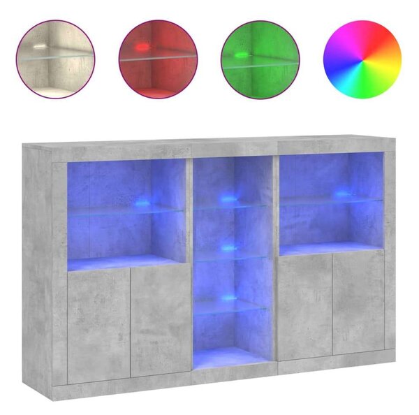 VidaXL LED-es Tálalószekrény - Betonszürke - 162x37x100 cm