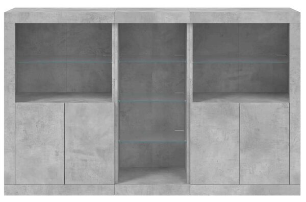 VidaXL LED-es Tálalószekrény - Betonszürke - 162x37x100 cm
