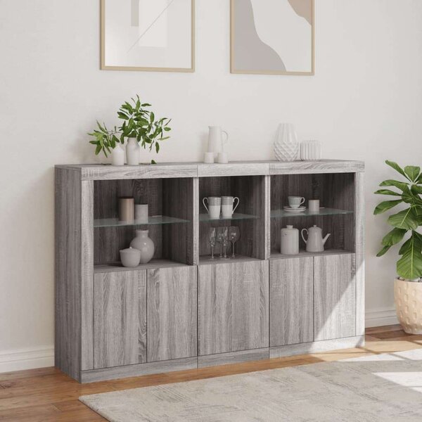 VidaXL LED-es Tálalószekrény - Sonoma Szürke - 162x37x100 cm