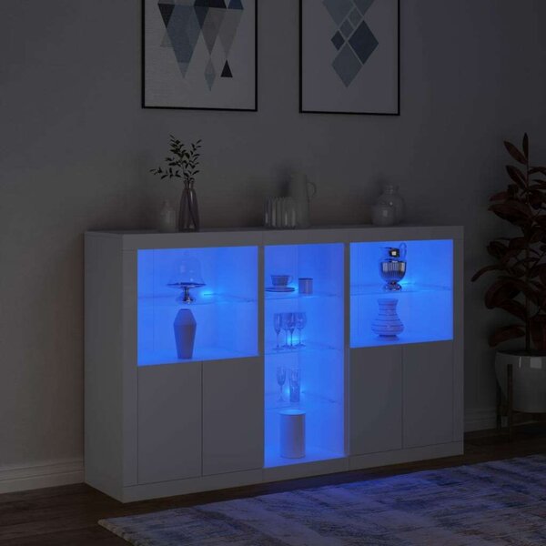 VidaXL LED-es Tálalószekrény - Fehér - 162x37x100cm