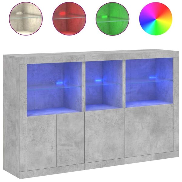 VidaXL LED-es Tálalószekrény - Betonszürke - 162x37x100cm