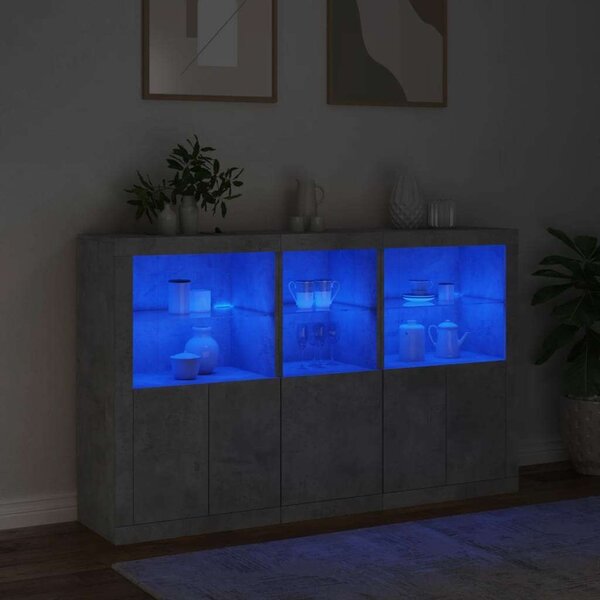 VidaXL LED-es Tálalószekrény - Betonszürke - 162x37x100cm