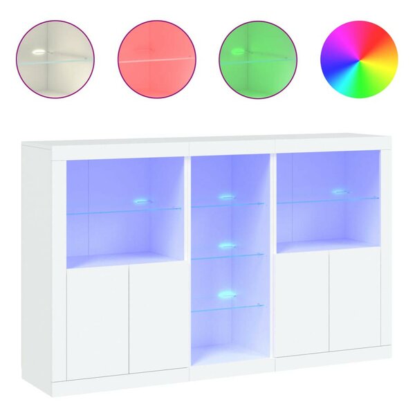VidaXL LED-es Tálalószekrény - Fehér - 162x37x100cm