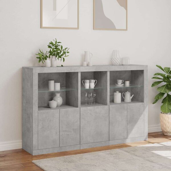 VidaXL LED-es Tálalószekrény - Betonszürke - 162x37x100cm