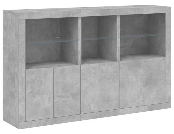 VidaXL LED-es Tálalószekrény - Betonszürke - 162x37x100cm