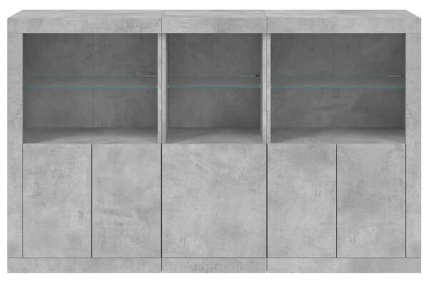 VidaXL LED-es Tálalószekrény - Betonszürke - 162x37x100cm