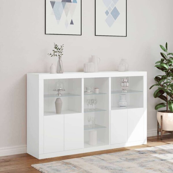 VidaXL LED-es Tálalószekrény - Fehér - 162x37x100cm