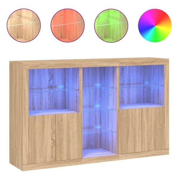 VidaXL LED-es Tálalószekrény - Sonoma Tölgy - 162x37x100 cm