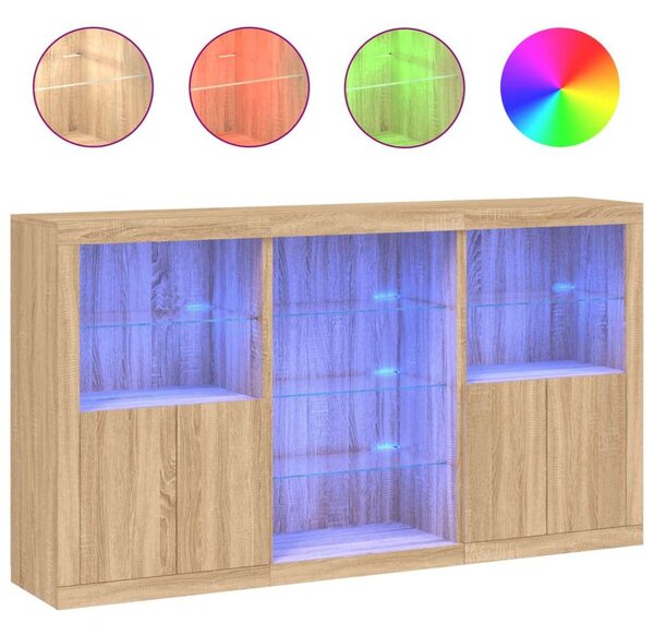 VidaXL LED-es Tálalószekrény - Sonoma Tölgy - 181,5x37x100 cm