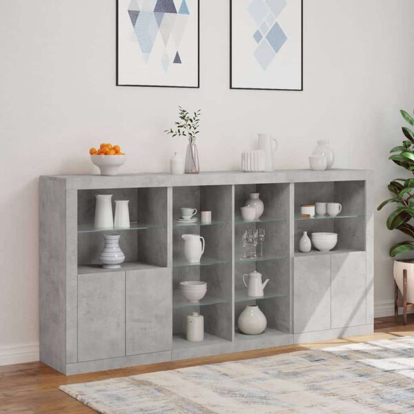 VidaXL Modern Tálalószekrény - Betonszürke - 202x37x100 cm
