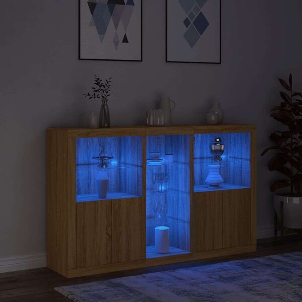 VidaXL LED-es Tálalószekrény - Sonoma Tölgy - 162x37x100 cm
