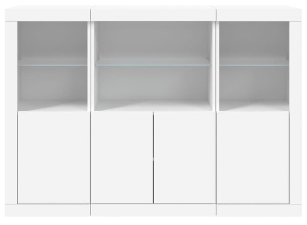 VidaXL LED-es Tálalószekrény Hármas - Fehér - 142,5cm