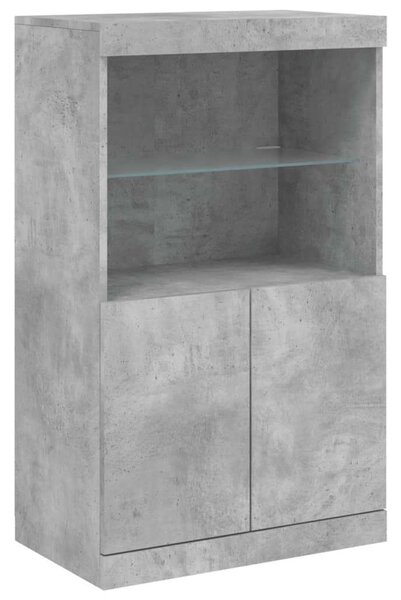 VidaXL LED-es Tálalószekrény Szett - Betonszürke - 142,5cm