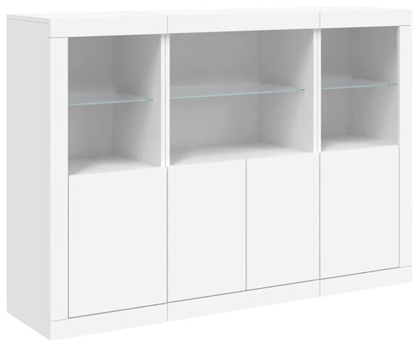 VidaXL LED-es Tálalószekrény Hármas - Fehér - 142,5cm
