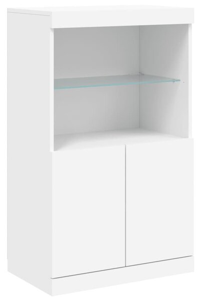 VidaXL LED-es Tálalószekrény Hármas - Fehér - 142,5cm