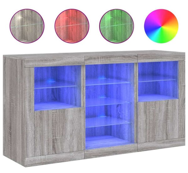 VidaXL LED Tálalószekrény - Sonoma Szürke - 123cm