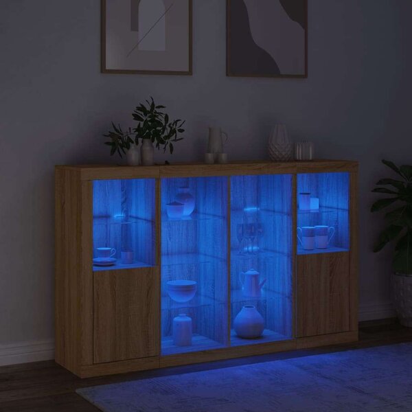 VidaXL LED-es Tálalószekrény Sonoma Tölgy - 163cm
