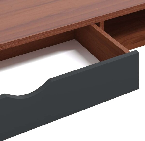 VidaXL barna szerelt fa számítógépasztal fiókkal 110 x 50 x 75 cm
