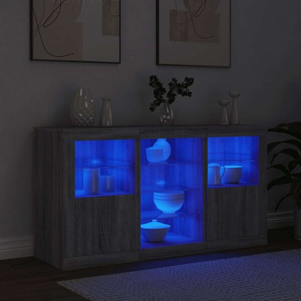 VidaXL LED Tálalószekrény - Sonoma Szürke - 123cm