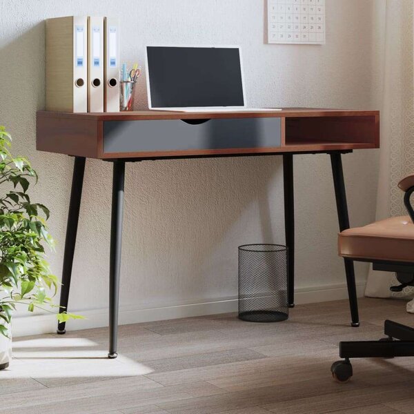 VidaXL barna szerelt fa számítógépasztal fiókkal 110 x 50 x 75 cm