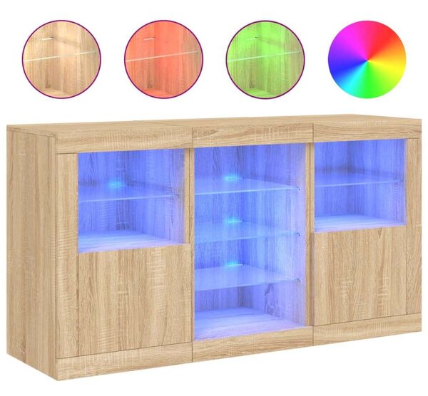 VidaXL LED Tálalószekrény - Sonoma Tölgy - 123x37x67 cm