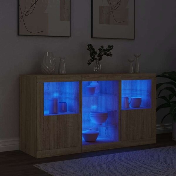 VidaXL LED Tálalószekrény - Sonoma Tölgy - 123x37x67 cm