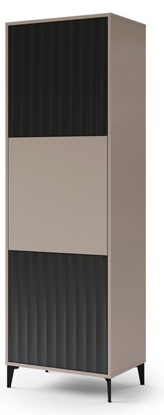 MAZZONI Gold Medal 2024 RIMINI SZ-63 Beige/Fekete Matt Magasszekrény - MODERN SZEKRÉNY/KESKENY POLCOS SZEKRÉNY BORDÁZOTT ELŐLAPOKKAL