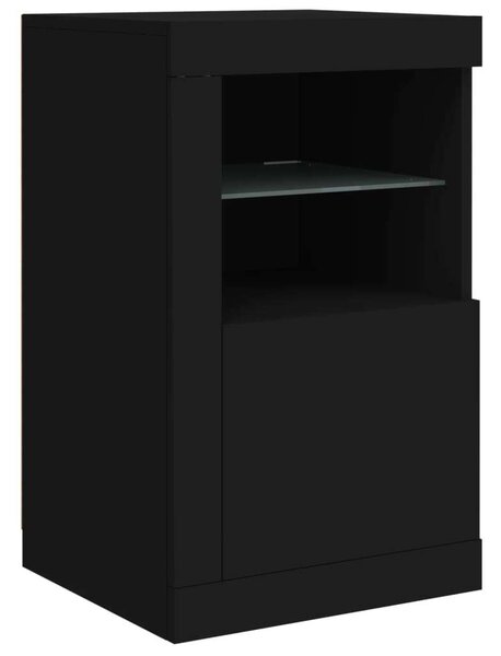 VidaXL LED-es Tálalószekrény - Fekete - 123x37x67 cm