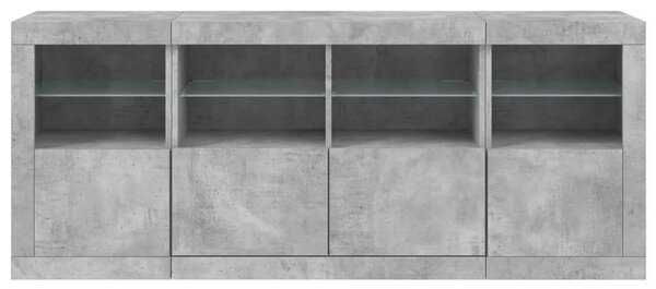 VidaXL LED-es Tálalószekrény - Betonszürke - 163cm