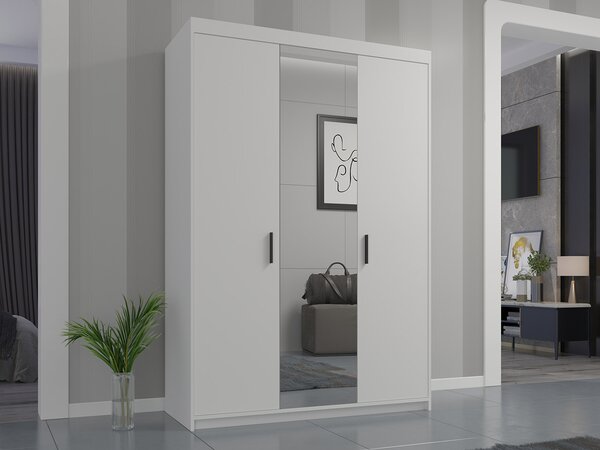 BUTORLINE Gardróbszekrény tükörrel ELENI 3D fehér