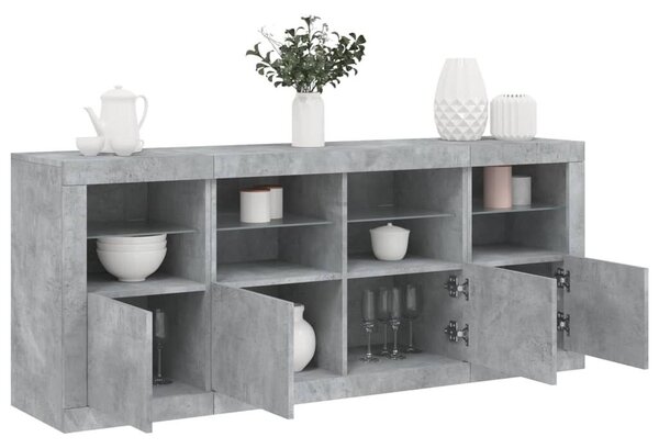 VidaXL LED-es Tálalószekrény - Betonszürke - 163cm