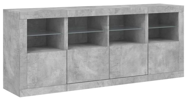 VidaXL LED-es Tálalószekrény - Betonszürke - 163cm